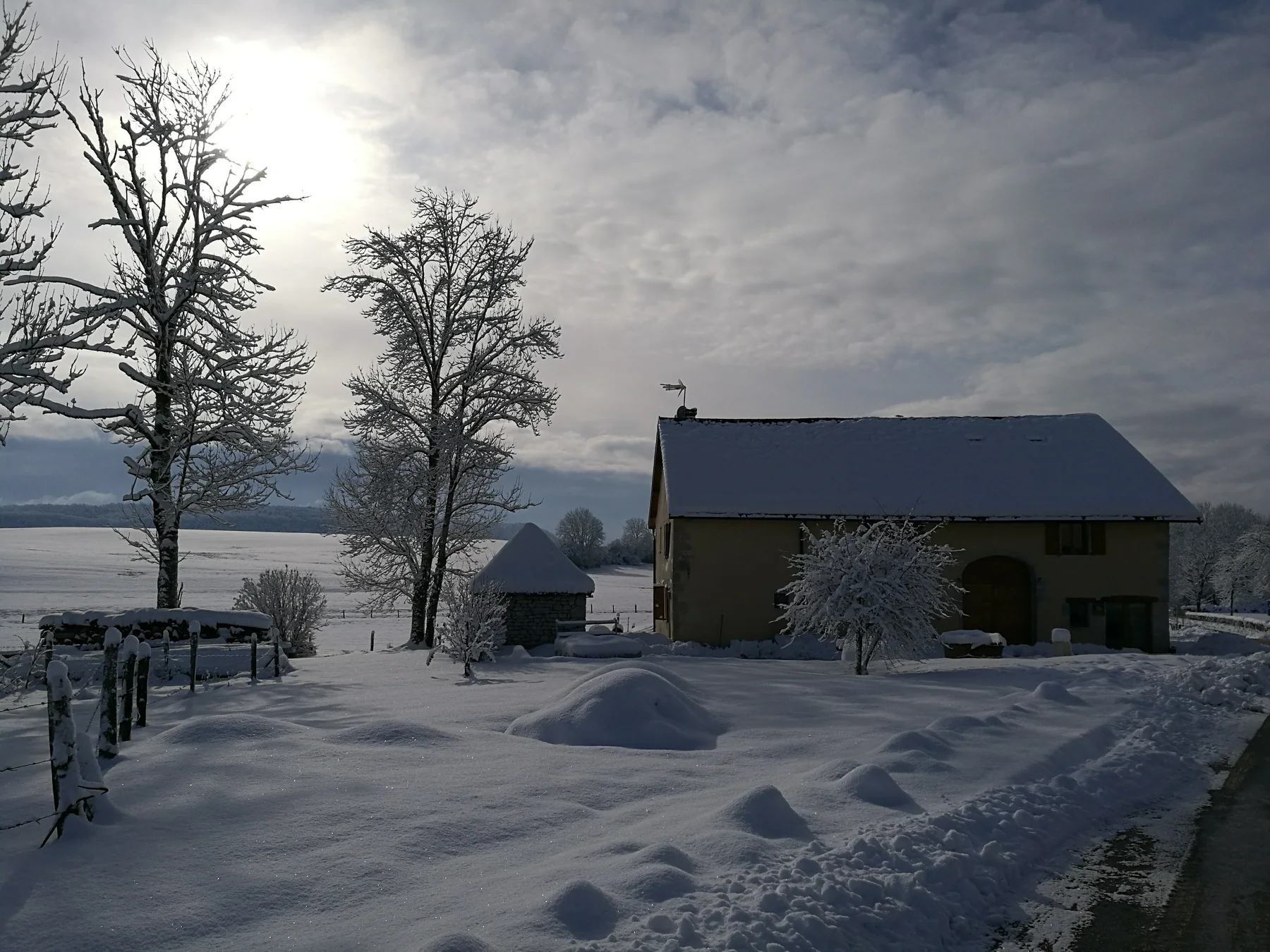 Paysage enneigé vu depuis le secteur de Marigny dans le Jura